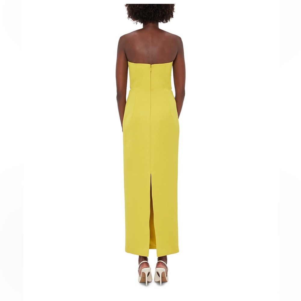 Leo Lin Rayna Floral Appliqué Bustier Maxi Dress Yellow Strapless Luxury - Picture 5 of 6